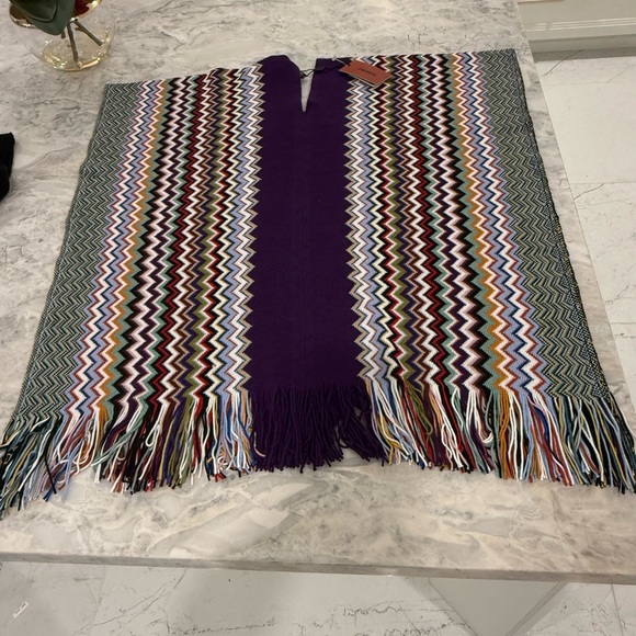 💜NWT Missoni Purple and Multicolor poncho / scarf - Picture 2 of 8